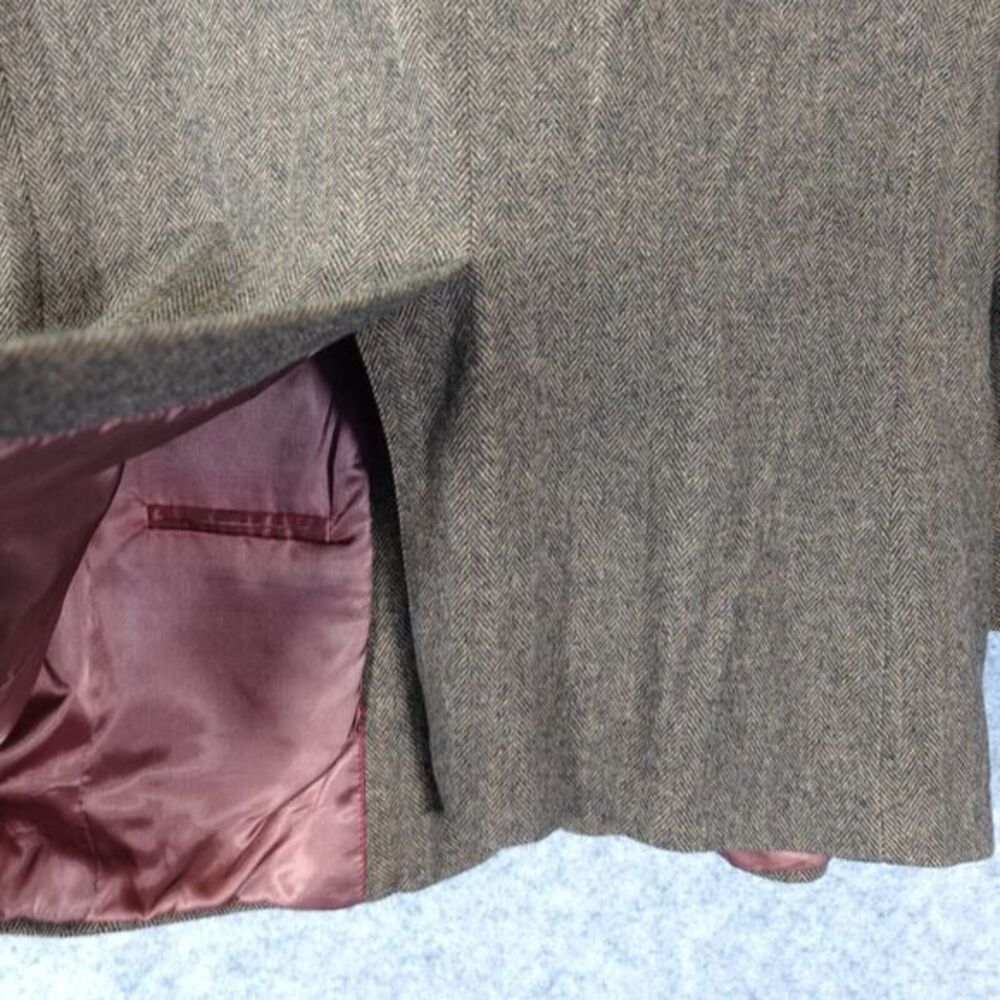 Italian Camel Hair Herringbone Tweed Sport Coat Mens 42R Brown Classic CHERESKIN - Picture 14 of 16